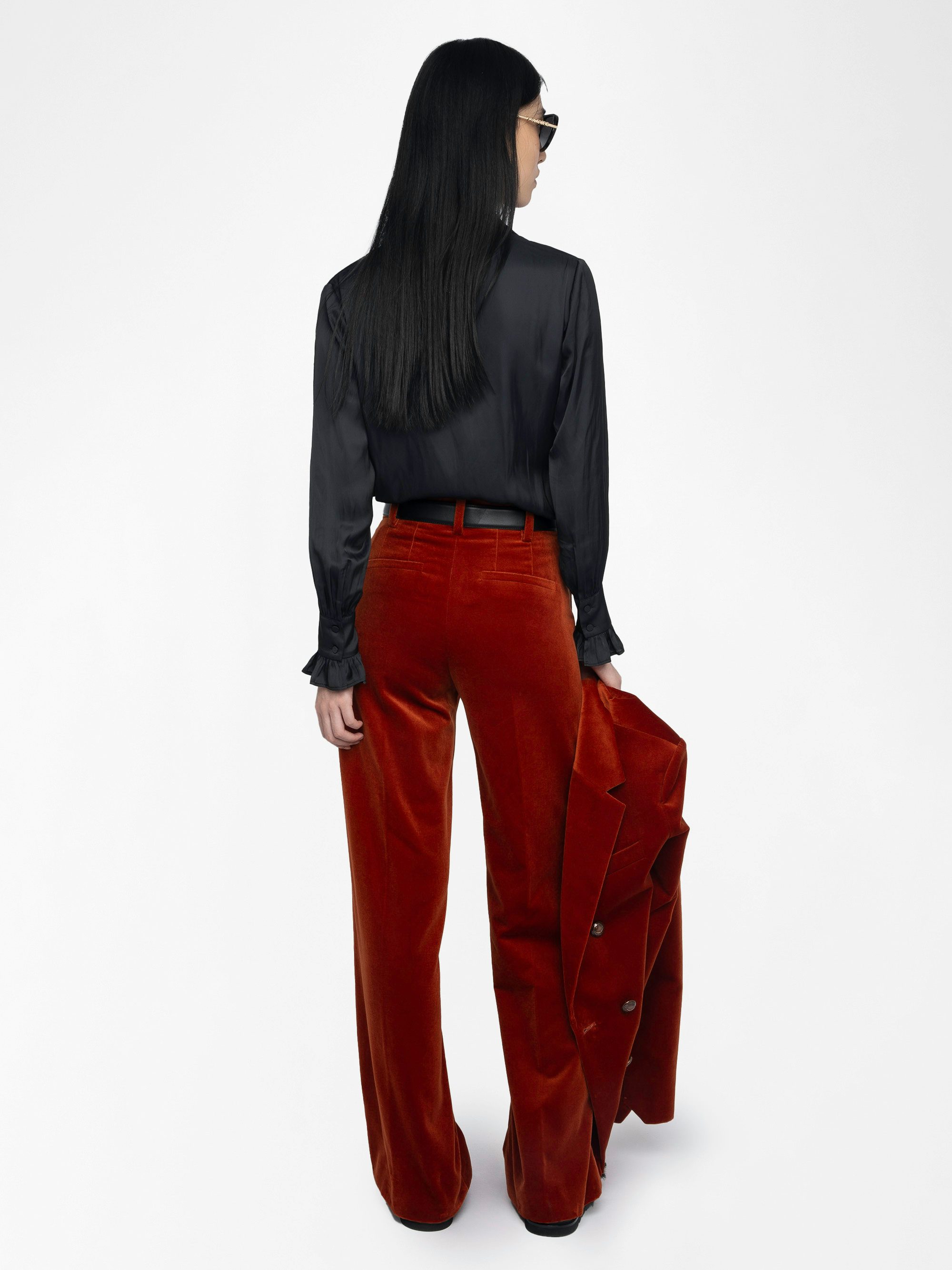 Panol Velours Trousers - Wide straight tailored velvet trousers.